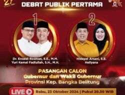 Saksikan Malam ini Debat Publik Pertama Calon Gubernur dan Wakil Gubernur Kepulauan Bangka Belitung 2024